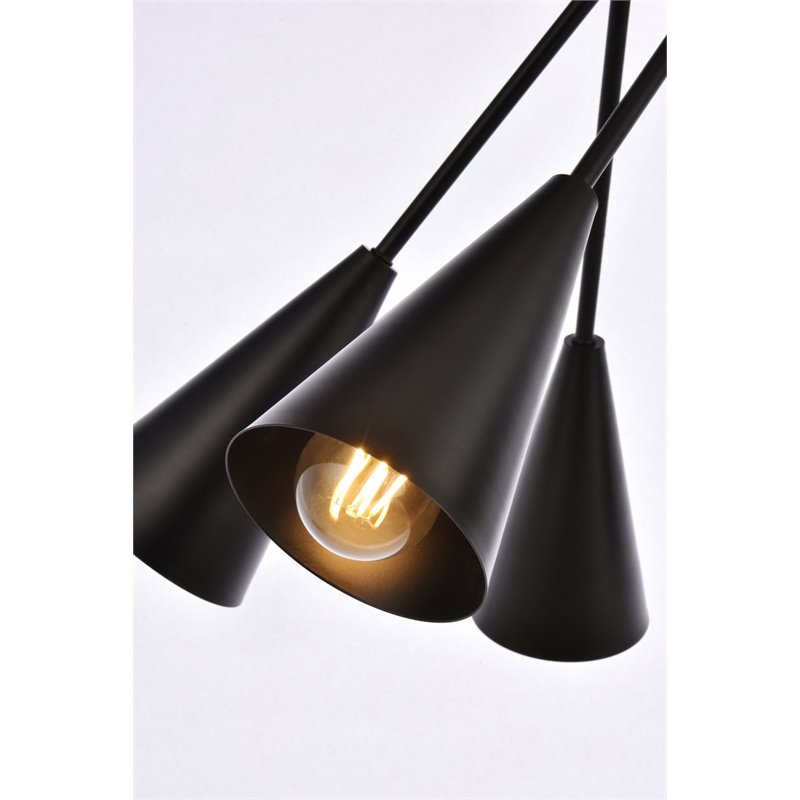 Living District Casen 6-Light Mid-Century Metal Pendant in Black