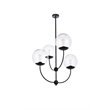 Living District Lennon 4-Light Mid-Century Metal Pendant in Black and Clear