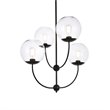 Living District Lennon 4-Light Mid-Century Metal Pendant in Black and Clear