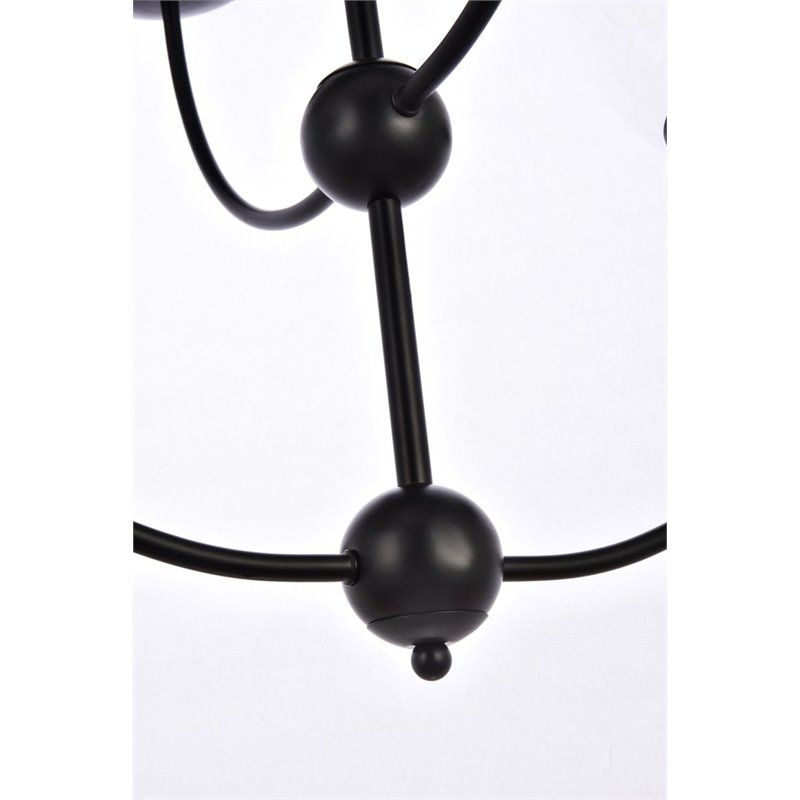 Living District Lennon 4-Light Mid-Century Metal Pendant in Black and Clear