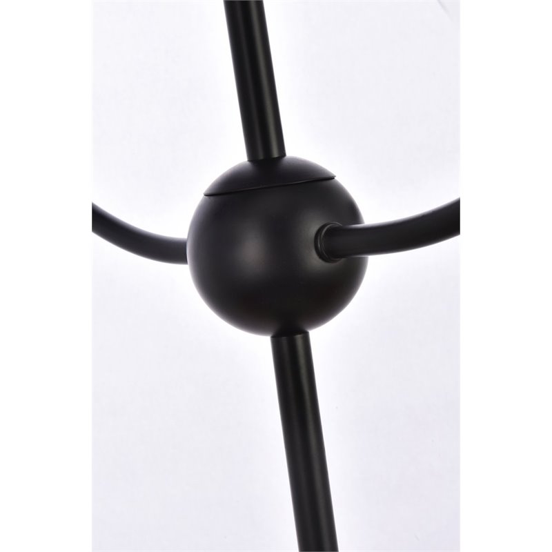 Living District Lennon 4-Light Mid-Century Metal Pendant in Black and Clear