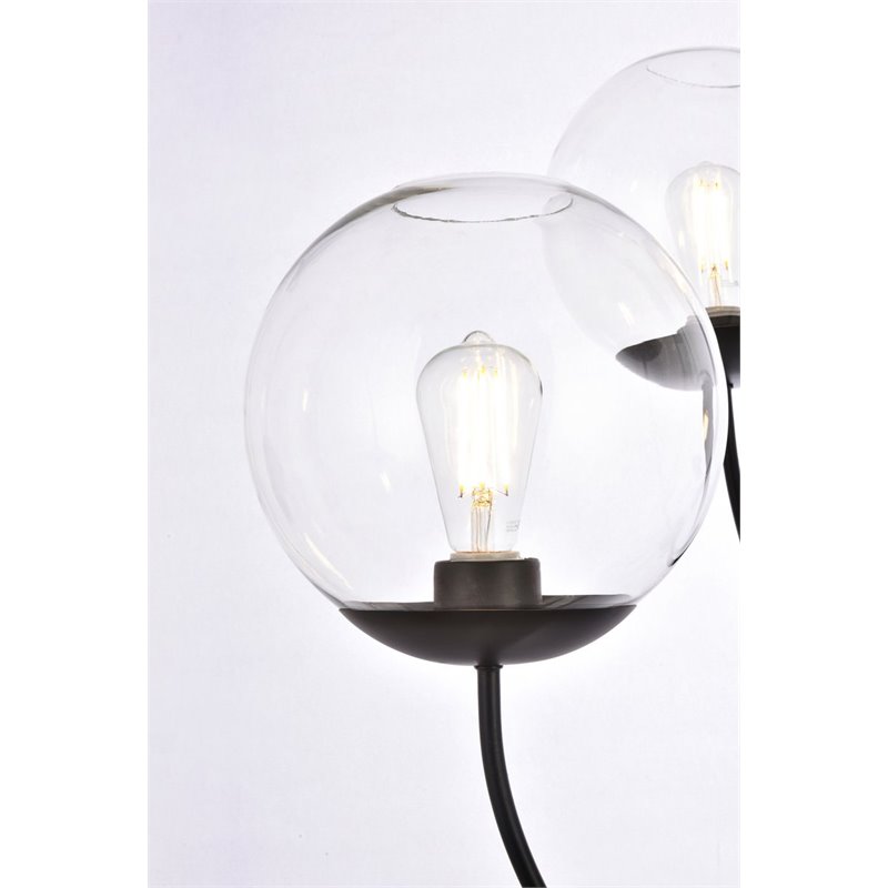 Living District Lennon 4-Light Mid-Century Metal Pendant in Black and Clear