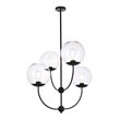 Living District Lennon 4-Light Mid-Century Metal Pendant in Black and Clear