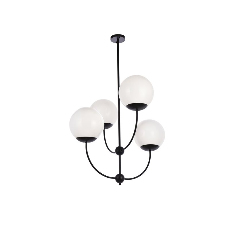 Living District Lennon 4-Light Mid-Century Metal Pendant in Black and White