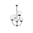 Living District Lennon 4-Light Mid-Century Metal Pendant in Black and White