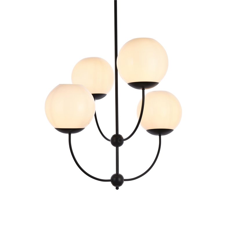 Living District Lennon 4-Light Mid-Century Metal Pendant in Black and White