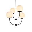 Living District Lennon 4-Light Mid-Century Metal Pendant in Black and White