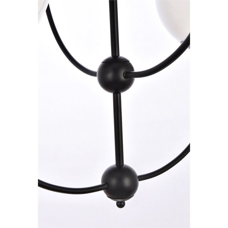 Living District Lennon 4-Light Mid-Century Metal Pendant in Black and White