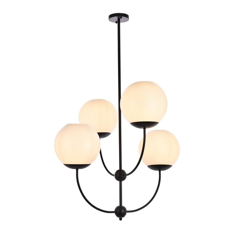 Living District Lennon 4-Light Mid-Century Metal Pendant in Black and White