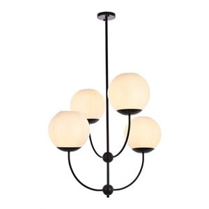 Living District Lennon 4-Light Mid-Century Metal Pendant in Black and White