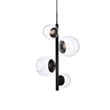 Living District Wells 4-Light Mid-Century Metal Pendant in Black and Clear