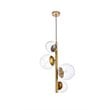 Living District Wells 4-Light Mid-Century Metal Pendant in Brass and Clear