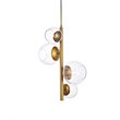 Living District Wells 4-Light Mid-Century Metal Pendant in Brass and Clear