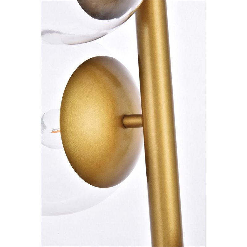 Living District Wells 4-Light Mid-Century Metal Pendant in Brass and Clear