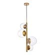 Living District Wells 4-Light Mid-Century Metal Pendant in Brass and Clear