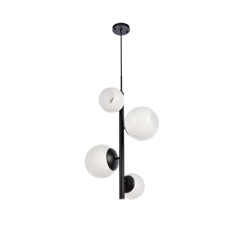 Living District Wells 4-Light Mid-Century Metal Pendant in Black and White