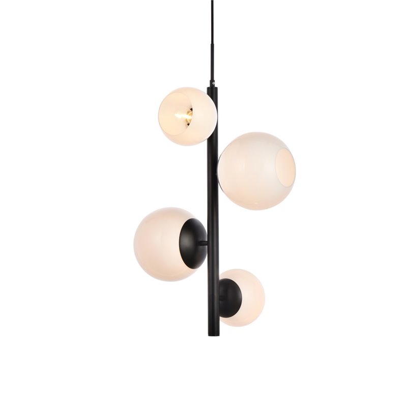 Living District Wells 4-Light Mid-Century Metal Pendant in Black and White