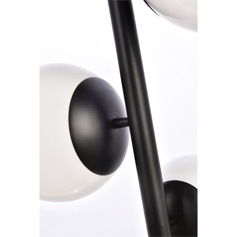 Living District Wells 4-Light Mid-Century Metal Pendant in Black and White