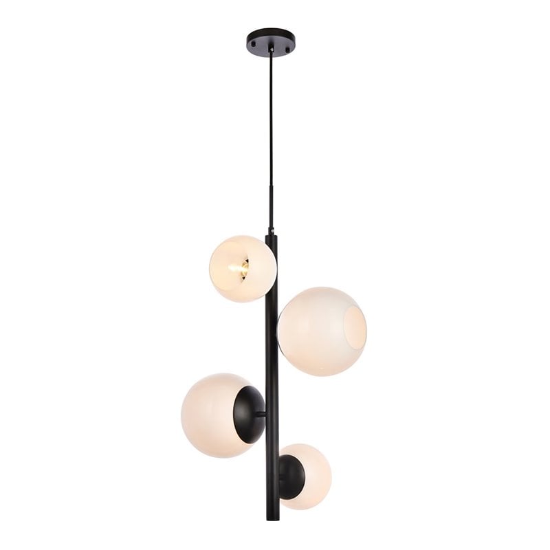 Living District Wells 4-Light Mid-Century Metal Pendant in Black and White
