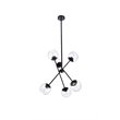 Living District Axl 6-Light Mid-Century Metal Pendant in Black and Clear