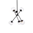Living District Axl 6-Light Mid-Century Metal Pendant in Black and Clear