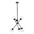 Living District Axl 6-Light Mid-Century Metal Pendant in Black and Clear