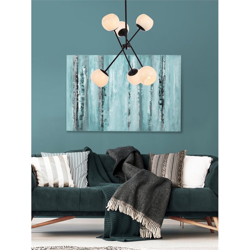 Living District Axl 6-Light Mid-Century Metal Pendant in Black and White