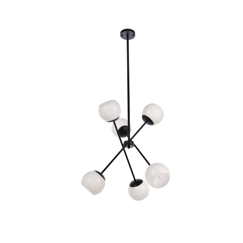 Living District Axl 6-Light Mid-Century Metal Pendant in Black and White