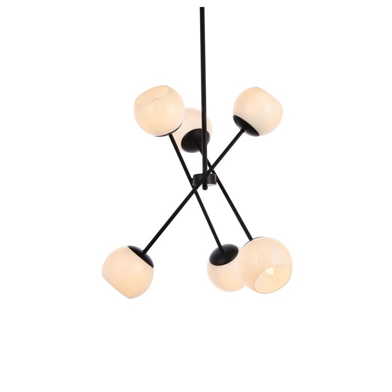 Living District Axl 6-Light Mid-Century Metal Pendant in Black and White