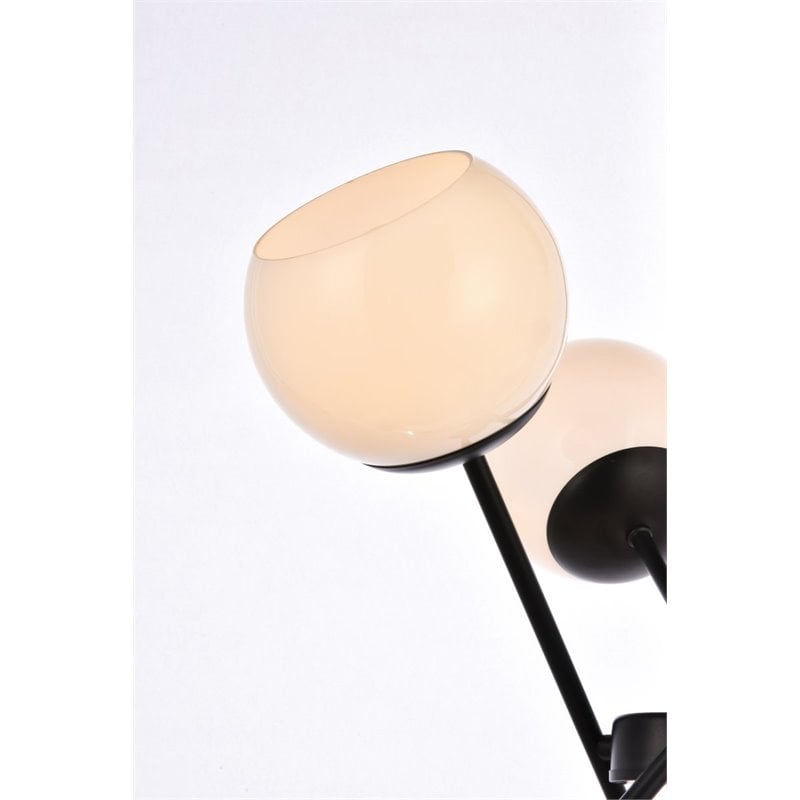 Living District Axl 6-Light Mid-Century Metal Pendant in Black and White