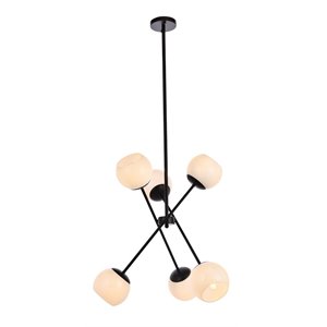 Living District Axl 6-Light Mid-Century Metal Pendant in Black and White