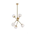 Living District Axl 6-Light Mid-Century Metal Pendant in Brass and White