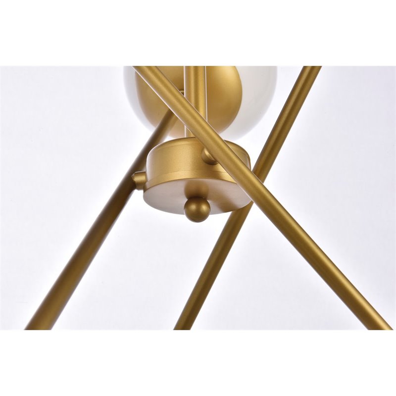Living District Axl 6-Light Mid-Century Metal Pendant in Brass and White