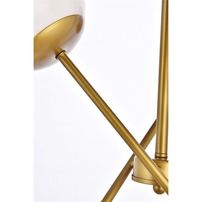 Living District Axl 6-Light Mid-Century Metal Pendant in Brass and White