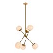 Living District Axl 6-Light Mid-Century Metal Pendant in Brass and White