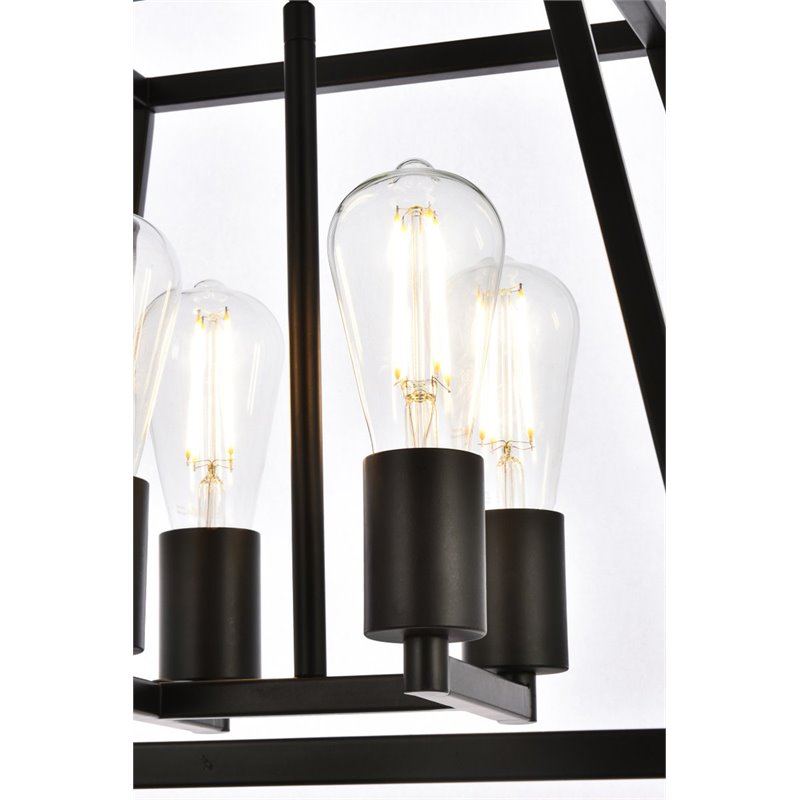 Living District Declan 4-Light Farmhouse Metal Pendant in Black Finish