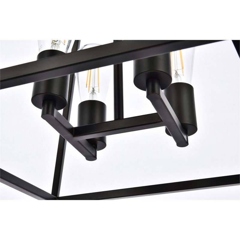 Living District Declan 4-Light Farmhouse Metal Pendant in Black Finish