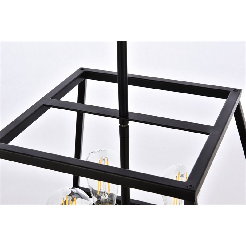 Living District Declan 4-Light Farmhouse Metal Pendant in Black Finish