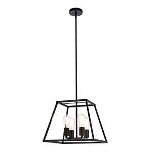 Living District Declan 4-Light Farmhouse Metal Pendant in Black Finish