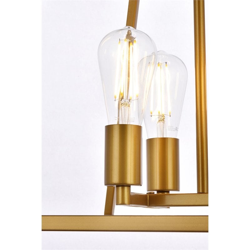 Living District Declan 4-Light Farmhouse Metal Pendant in Brass Finish