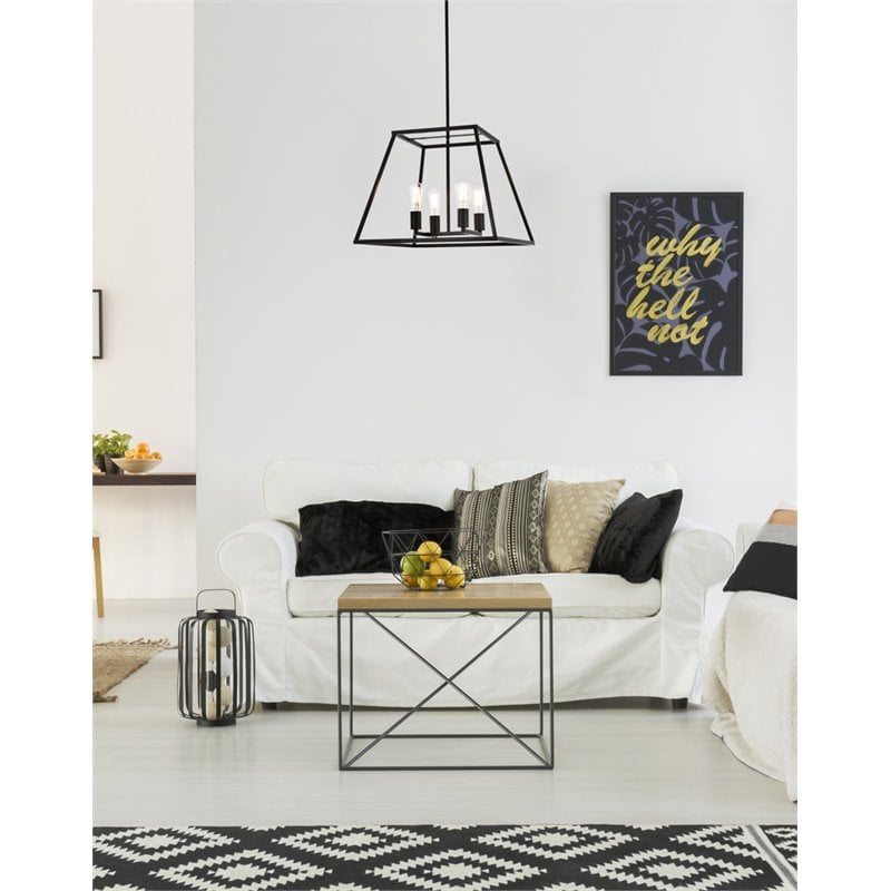 Living District Declan 4-Light Farmhouse Metal Pendant in Black Finish