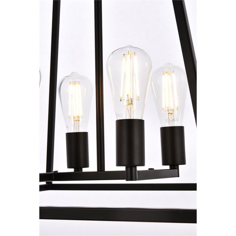 Living District Declan 4-Light Farmhouse Metal Pendant in Black Finish