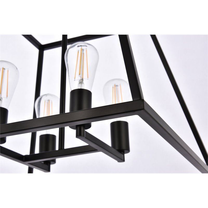 Living District Declan 4-Light Farmhouse Metal Pendant in Black Finish