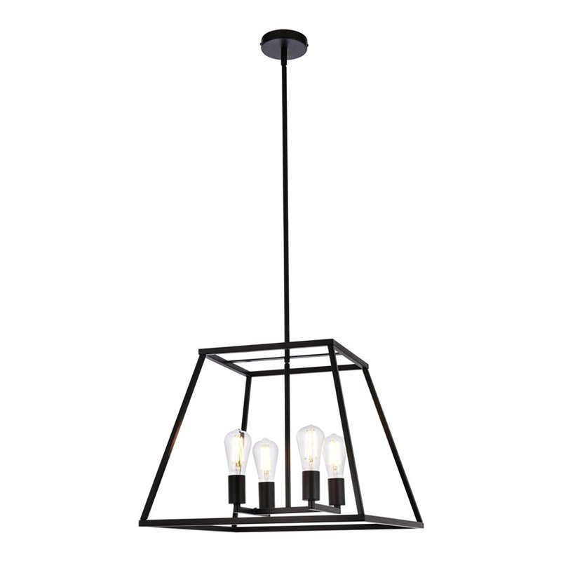 Living District Declan 4-Light Farmhouse Metal Pendant in Black Finish