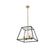 Living District Declan 4-Light Farmhouse Metal Pendant in Black and Brass Finish
