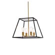 Living District Declan 4-Light Farmhouse Metal Pendant in Black and Brass Finish