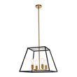 Living District Declan 4-Light Farmhouse Metal Pendant in Black and Brass Finish