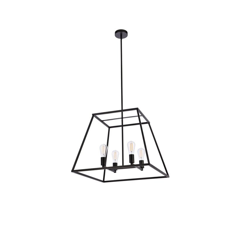 Living District Declan 4-Light Farmhouse Metal Pendant in Black