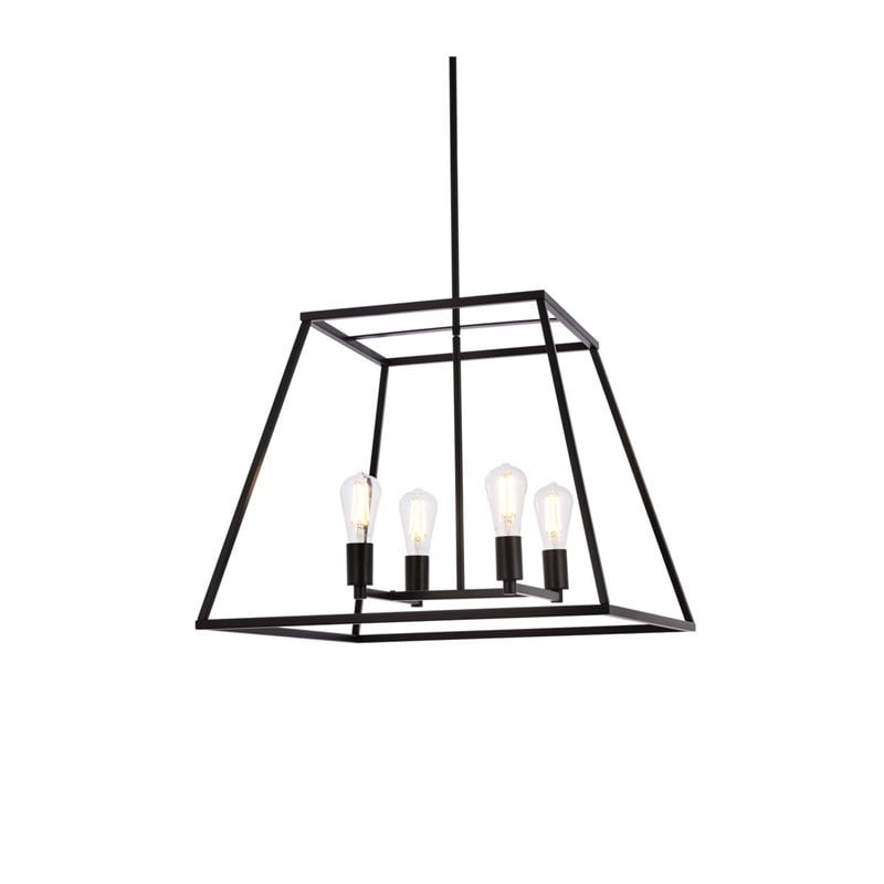 Living District Declan 4-Light Farmhouse Metal Pendant in Black