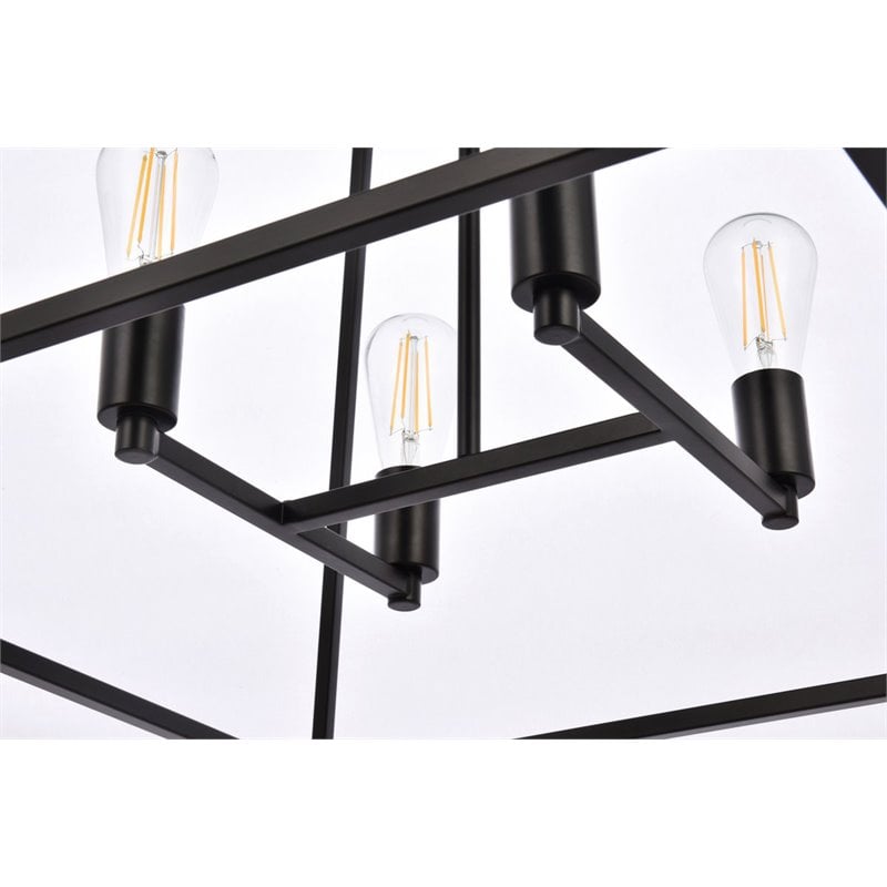 Living District Declan 4-Light Farmhouse Metal Pendant in Black